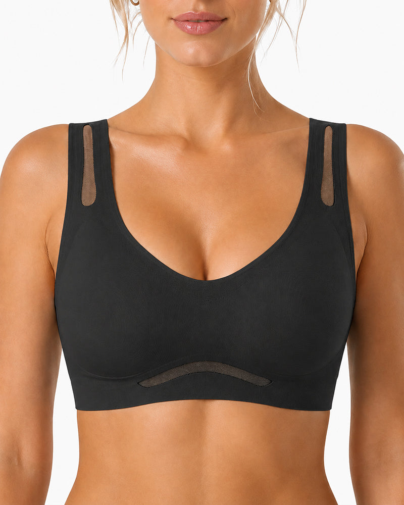 2-Pack Deep V Seamless Breathable Mesh Cutout Vest Bra