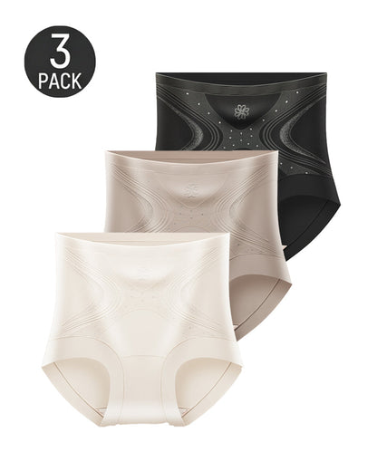 3-Pack Seamless Ice Silk High Waist Tummy Control Shaping Panties
