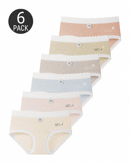 6-Pack Seamless Mid-Waist Cotton Antibacterial Panties