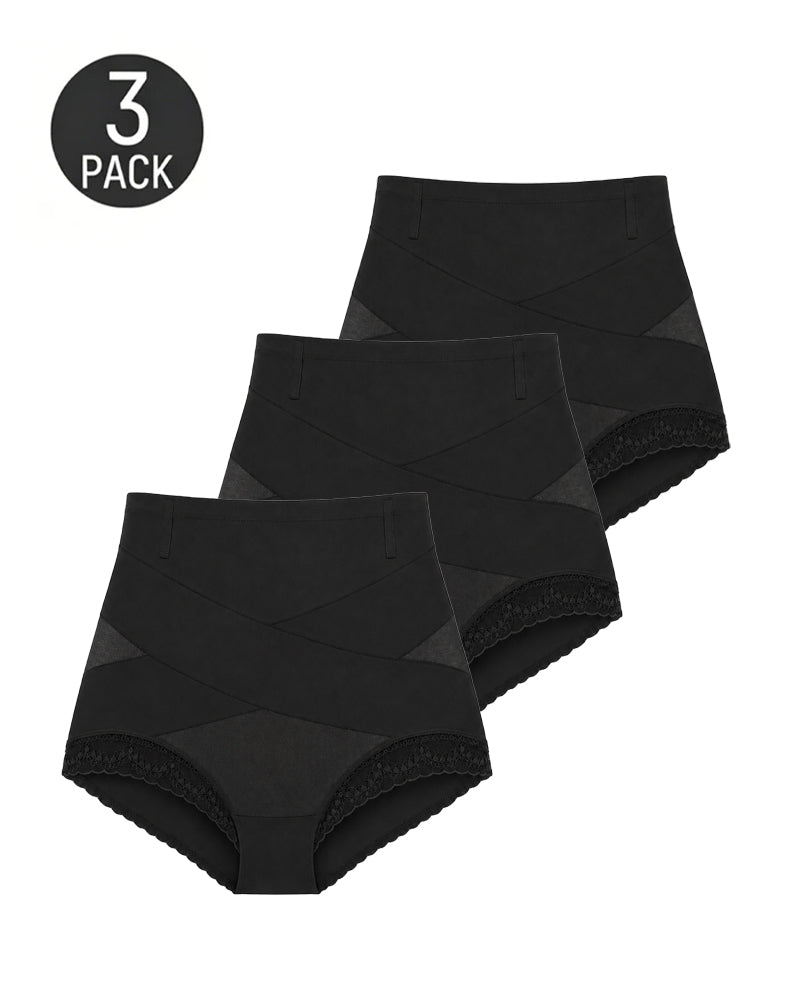 3-Pack High Waist Tummy Control Lace Trim Shaping Panties