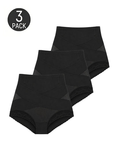 3-Pack High Waist Tummy Control Lace Trim Shaping Panties
