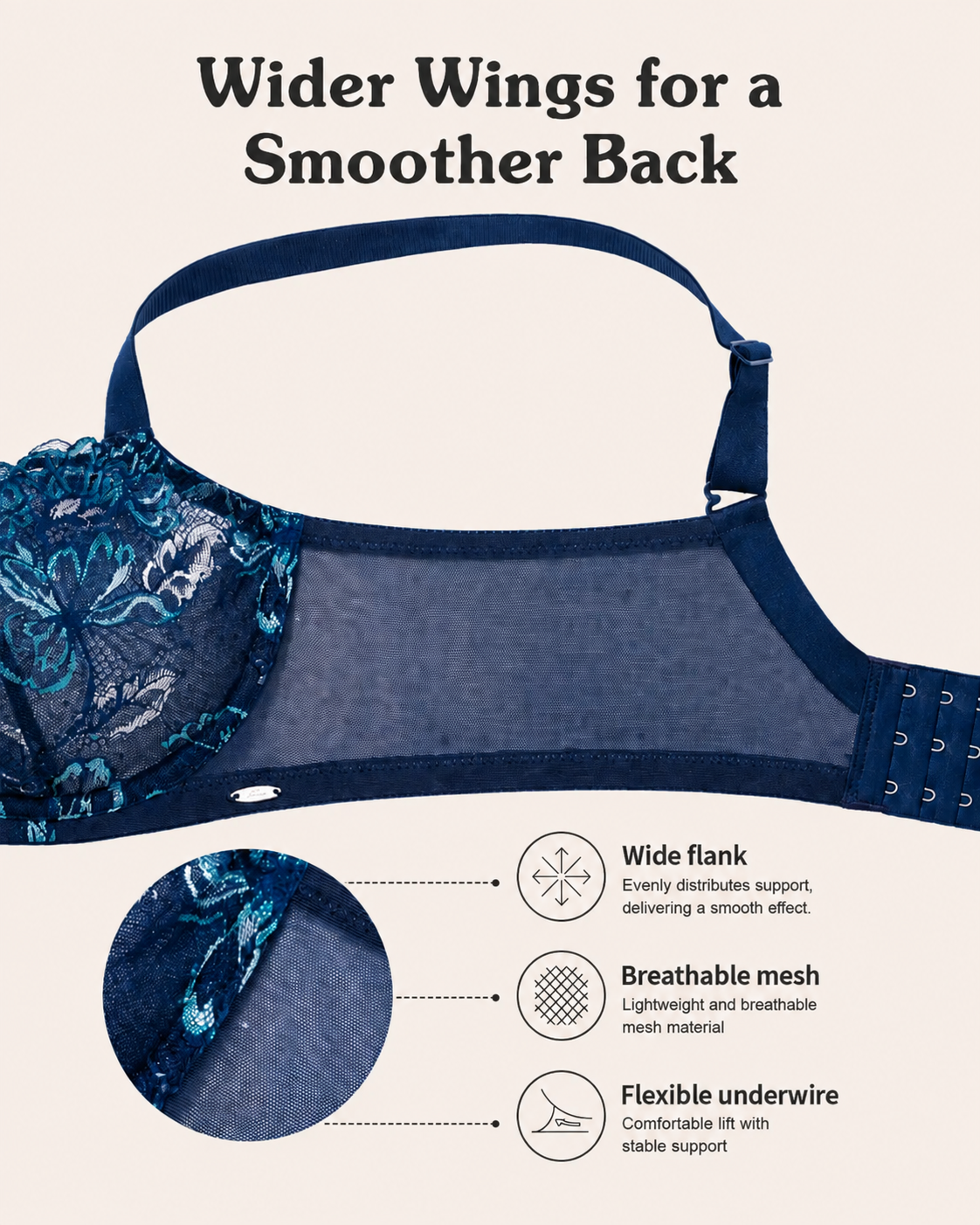 Plus Size Floral Lace Unlined Push-Up Bra