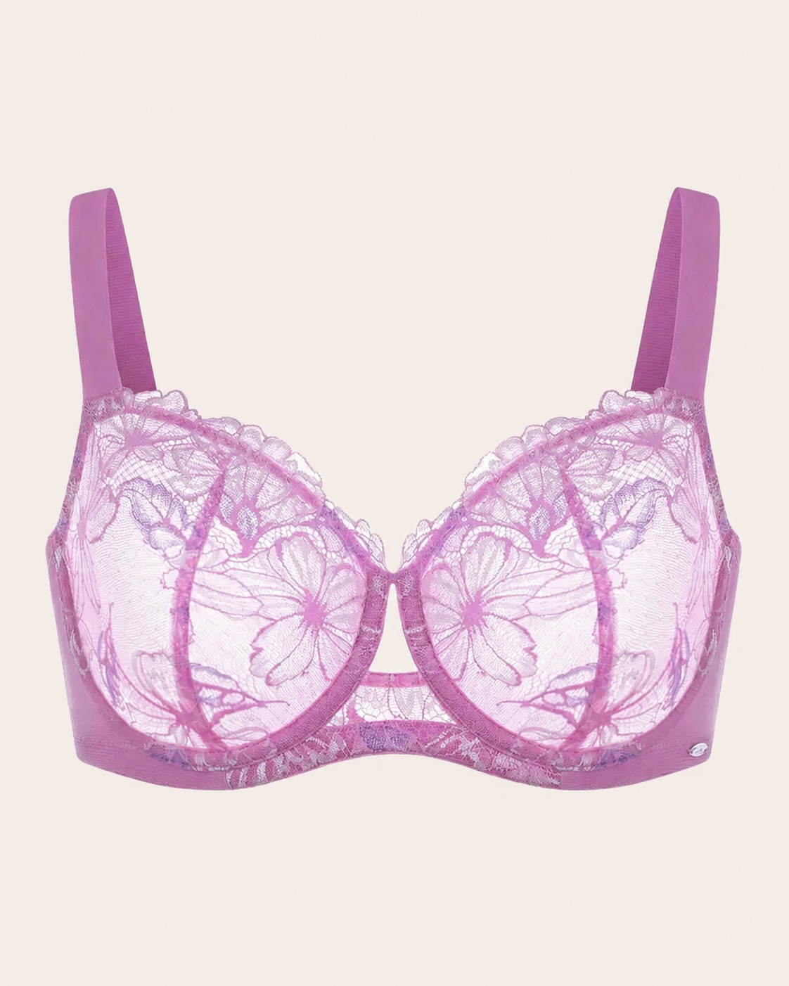 Plus Size Floral Lace Unlined Push-Up Bra