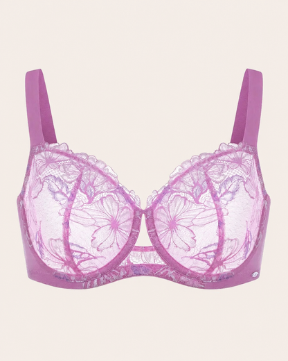Plus Size Floral Lace Unlined Push-Up Bra