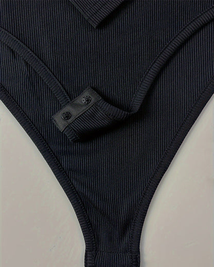 Zipper Front Long Sleeve Sexy Ribbed Long Sleeve Tights