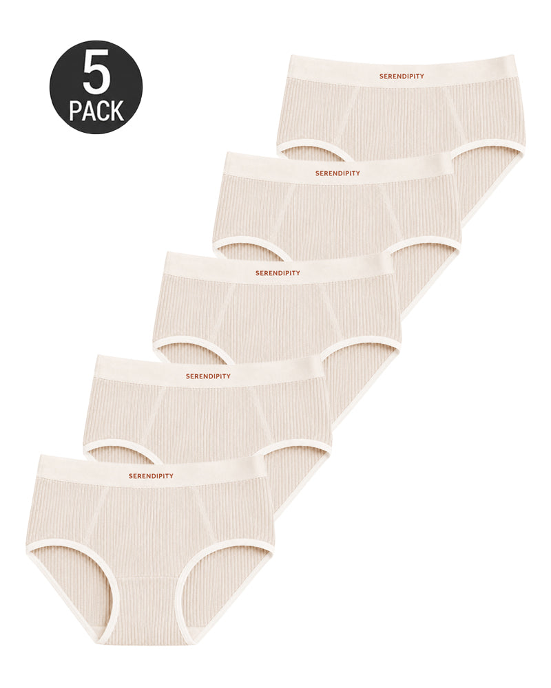 5-Pack Colorblock Ribbed Cotton Stretch Breathable Briefs