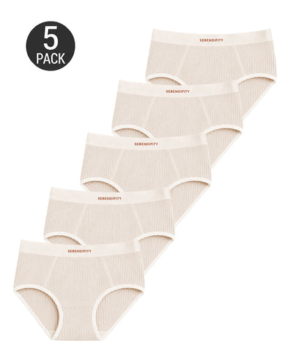 5-Pack Colorblock Ribbed Cotton Stretch Breathable Briefs