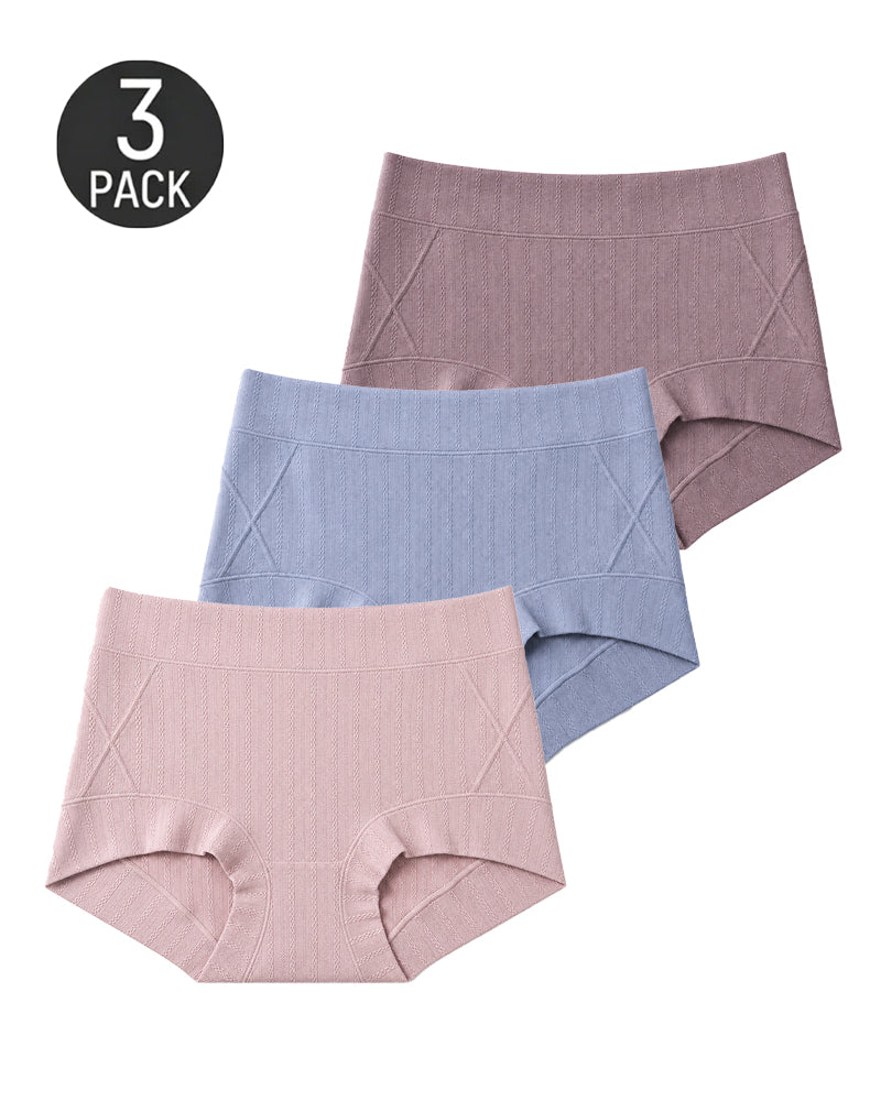 Multiple Pack High Waist Pure Cotton Ribbed Stretch Panties