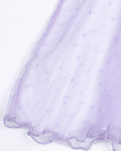 Sexy Polka Dot Sheer Mesh Lace Cami Slip Dress