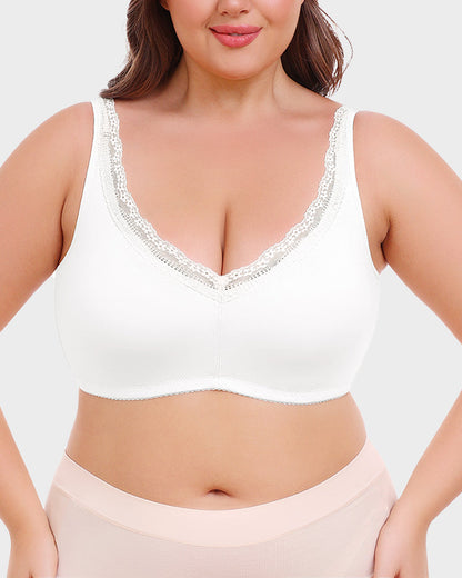 Floralshe®Full Coverage Lace Trim Minimizer Bra
