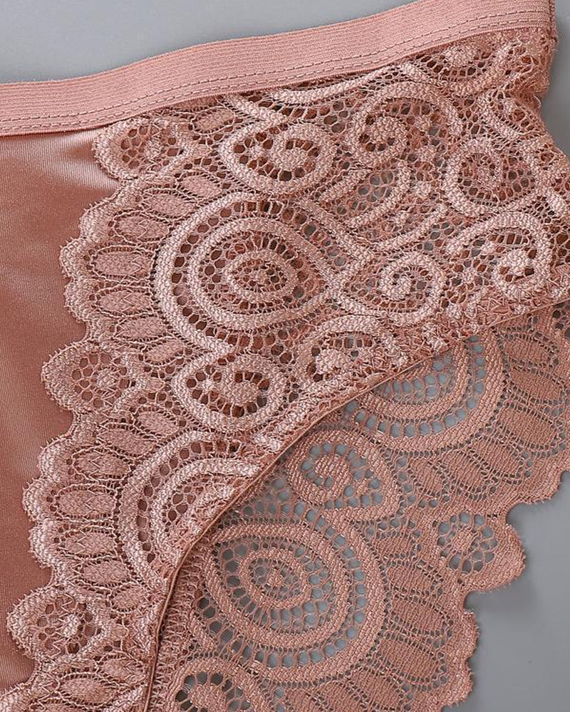 Women's High-waisted Floral Lace Breathable Comfortable Panties