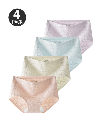 4-Pack Pure Cotton Seamless Jacquard Stretch Panties