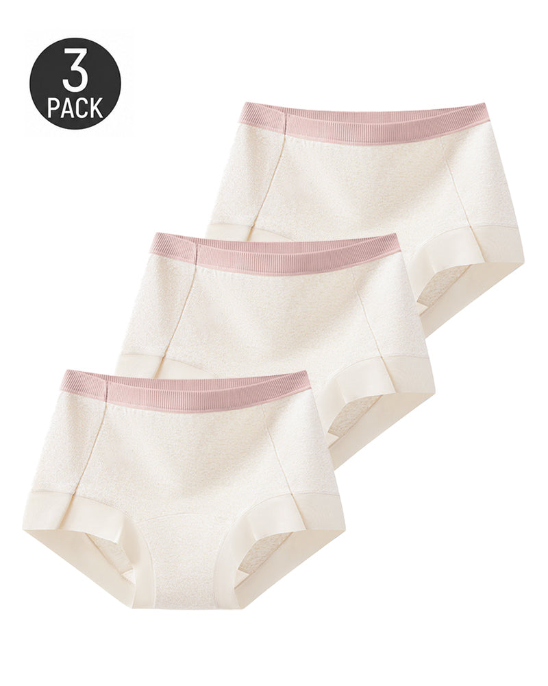 Multi-Pack Mid Waist Pure Cotton Antibacterial Breathable Briefs