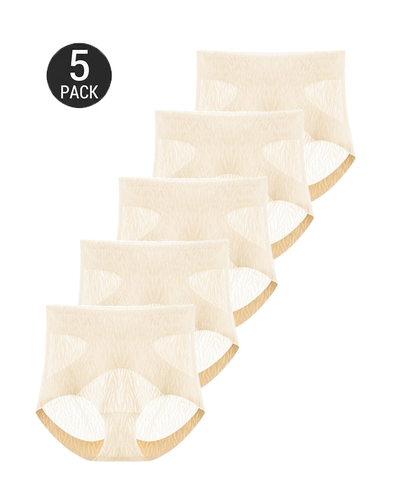 5-Pack High Waist Seamless Ice Silk Breathable Jacquard Panties