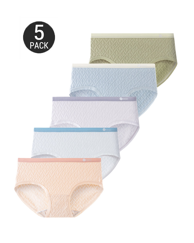 5-Pack Pure Cotton Seamless Breathable Colorblock Jacquard Briefs