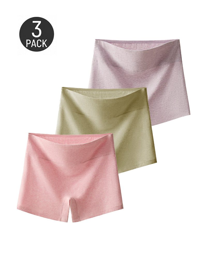 3-Pack Pure Cotton High Waist Tummy Control Seamless Breathable Boyshorts