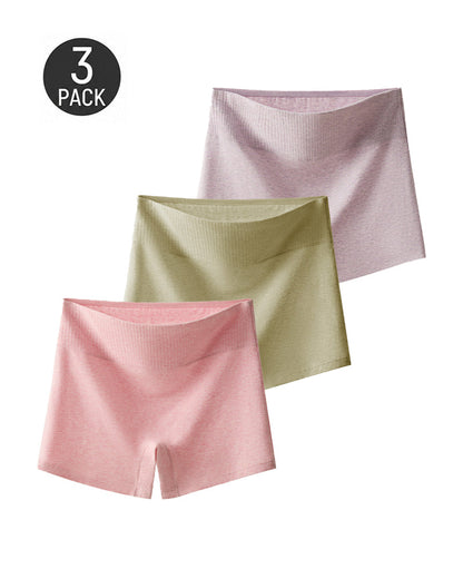 3-Pack Pure Cotton High Waist Tummy Control Seamless Breathable Boyshorts