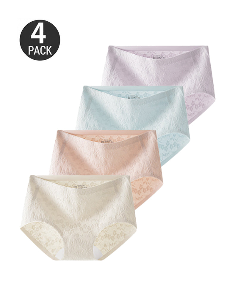 4-Pack Pure Cotton Seamless Jacquard Stretch Panties