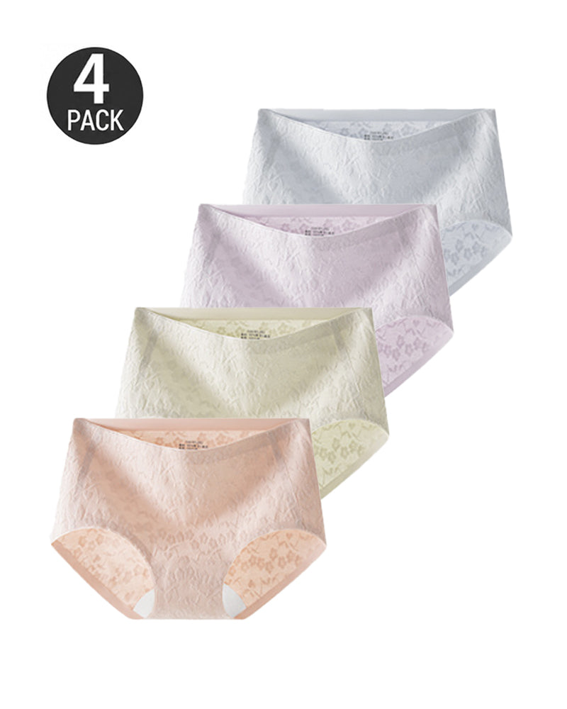 4-Pack Pure Cotton Seamless Jacquard Stretch Panties