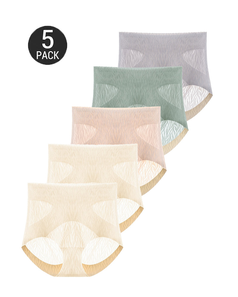 5-Pack High Waist Seamless Ice Silk Breathable Jacquard Panties