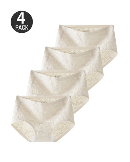 4-Pack Pure Cotton Seamless Jacquard Stretch Panties