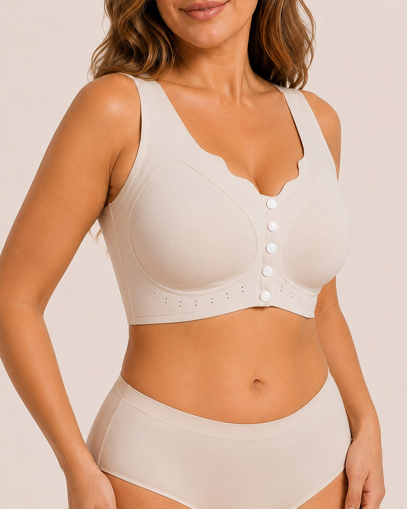 Plus Size Seamless Wire-Free Front Closure Comfort Jelly Bra