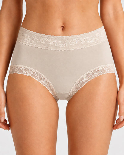 5-Pack Pure Cotton Lace Trim Seamless Breathable Briefs