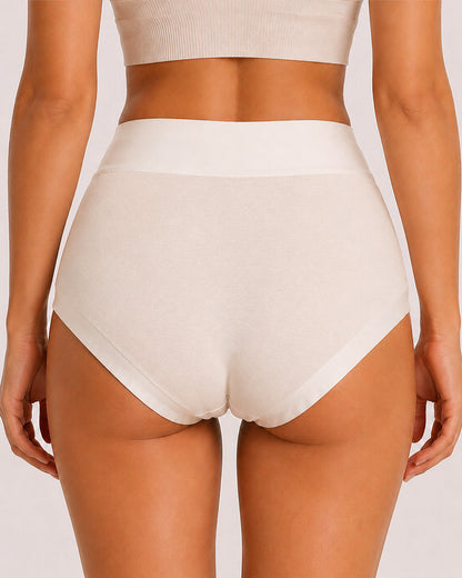 Five-Pack Pure Cotton High Waist Tummy Control Seamless Breathable Briefs
