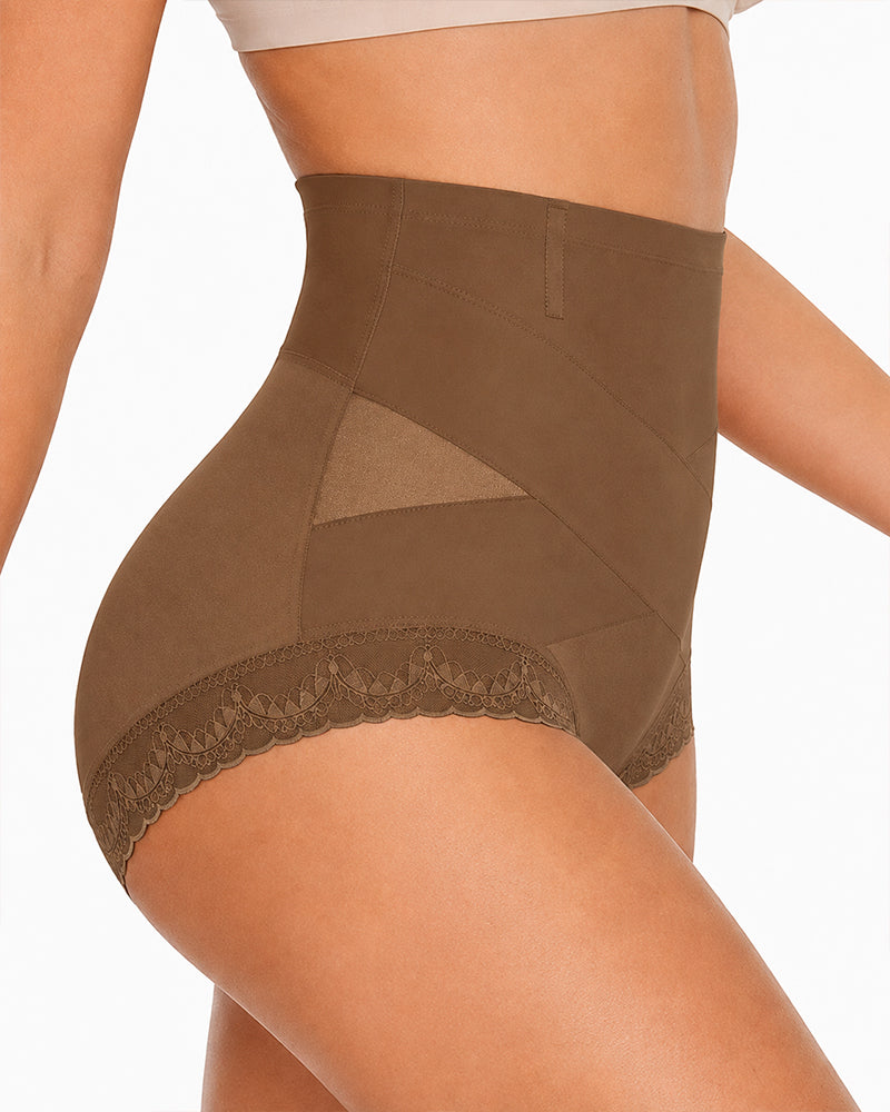 3-Pack High Waist Tummy Control Lace Trim Shaping Panties