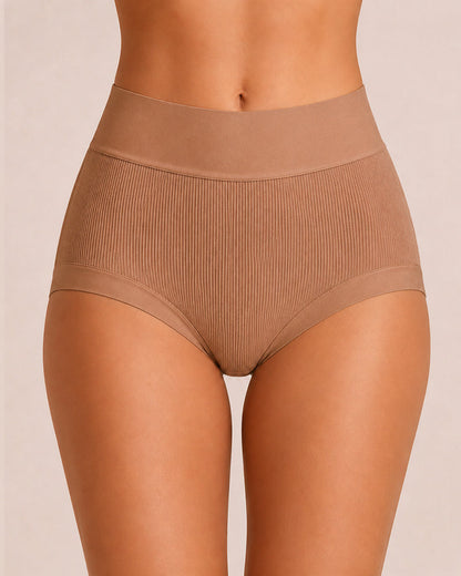 5-Pack High Waist Ribbed Pure Cotton High Elastic Briefs