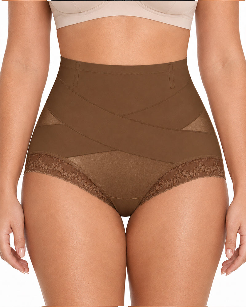 3-Pack High Waist Tummy Control Lace Trim Shaping Panties