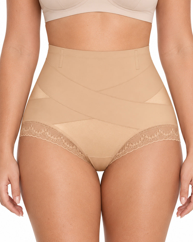 3-Pack High Waist Tummy Control Lace Trim Shaping Panties