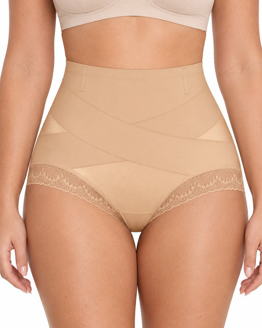3-Pack High Waist Tummy Control Lace Trim Shaping Panties