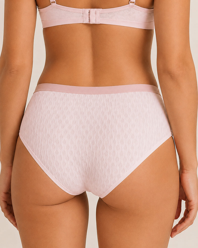 4-Pack Mid-waist Cotton Antibacterial Seamless Jacquard Breathable Briefs