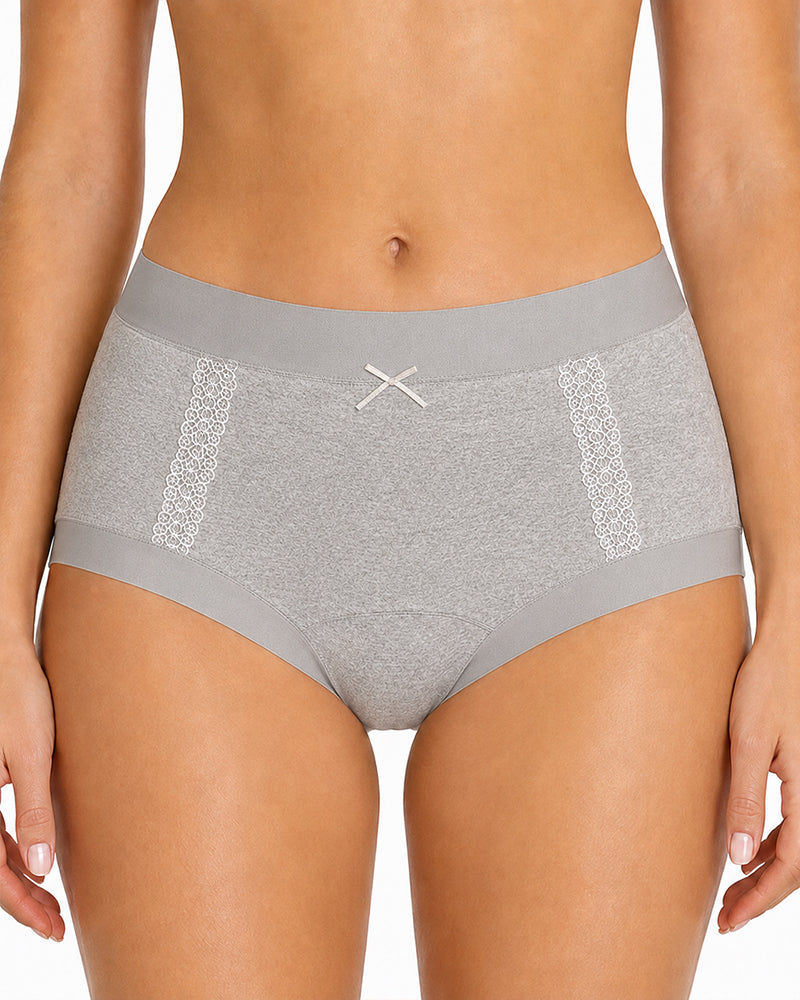 5-Pack Pure Cotton Antibacterial Lace Trim Elastic Panties