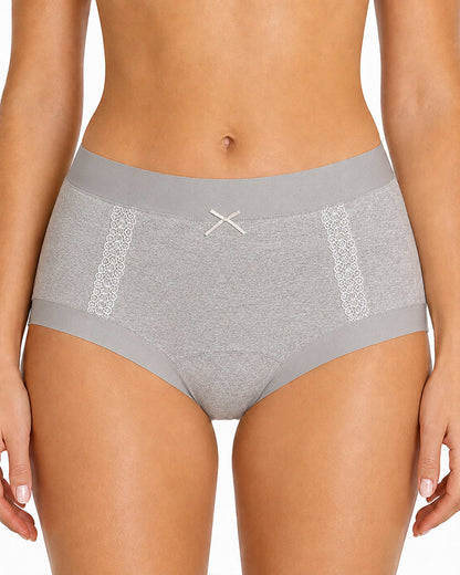 5-Pack Pure Cotton Antibacterial Lace Trim Elastic Panties