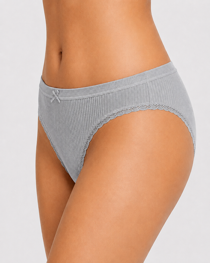 5-Pack Cotton Breathable Stretchy Bow Lace-trimmed Briefs