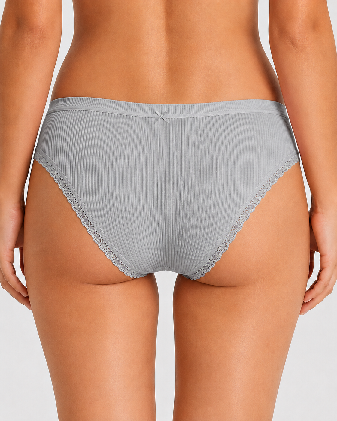 5-Pack Cotton Breathable Stretchy Bow Lace-trimmed Briefs