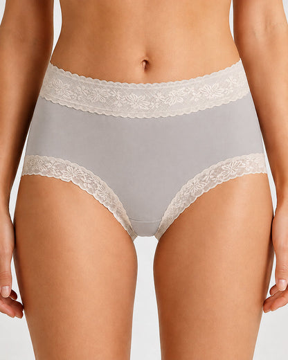 5-Pack Pure Cotton Lace Trim Seamless Breathable Briefs