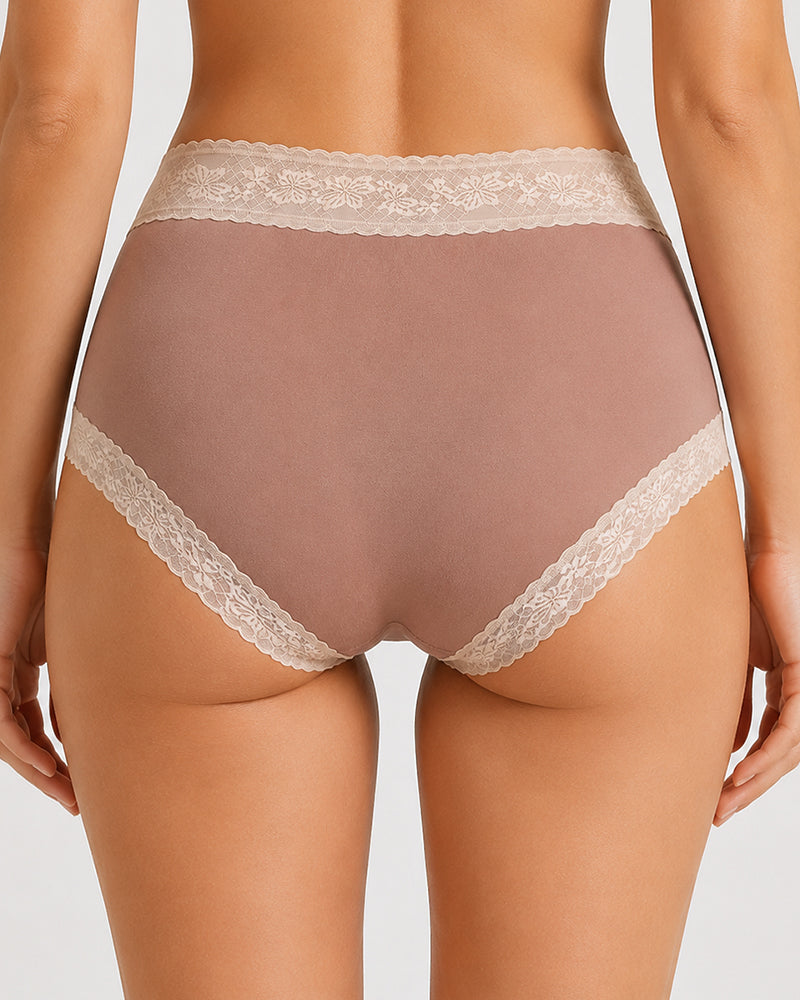 5-Pack Pure Cotton Lace Trim Seamless Breathable Briefs