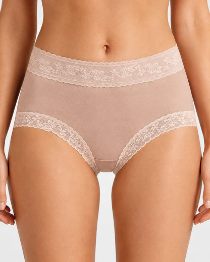 5-Pack Pure Cotton Lace Trim Seamless Breathable Briefs