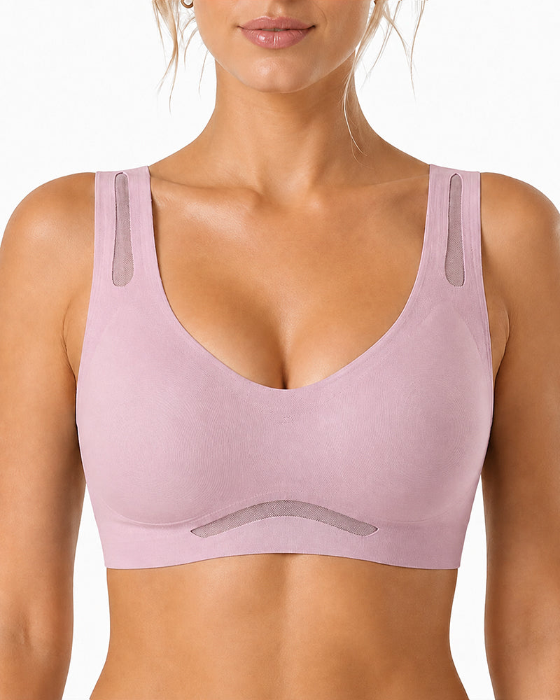 2-Pack Deep V Seamless Breathable Mesh Cutout Vest Bra