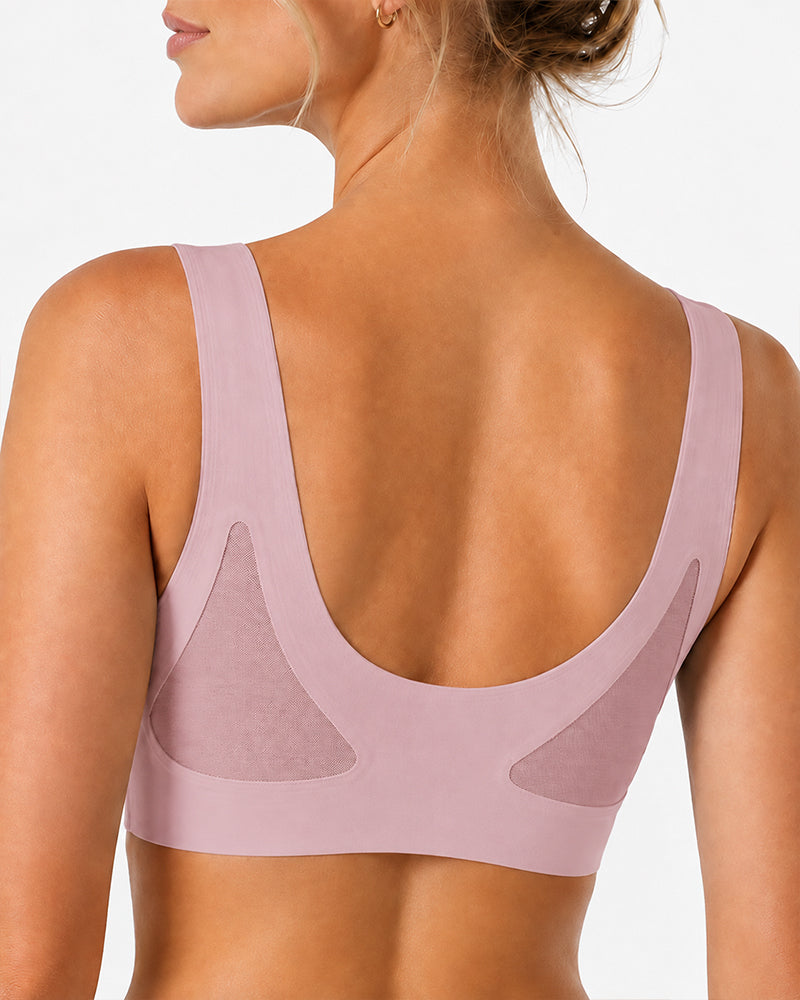 2-Pack Deep V Seamless Breathable Mesh Cutout Vest Bra
