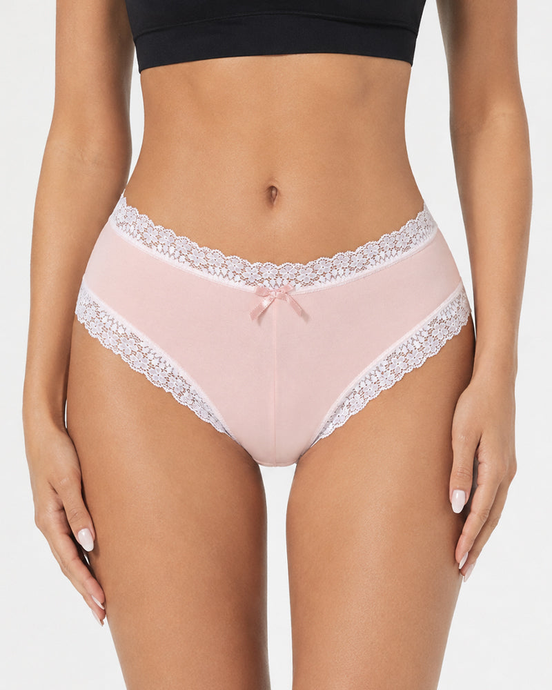 5-Pack Sexy Pure Cotton Lace Trim Thongs