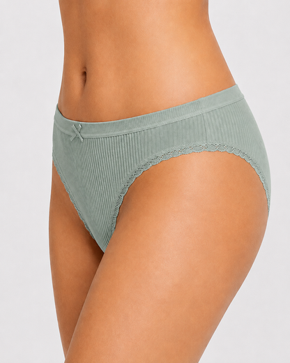 5-Pack Cotton Breathable Stretchy Bow Lace-trimmed Briefs