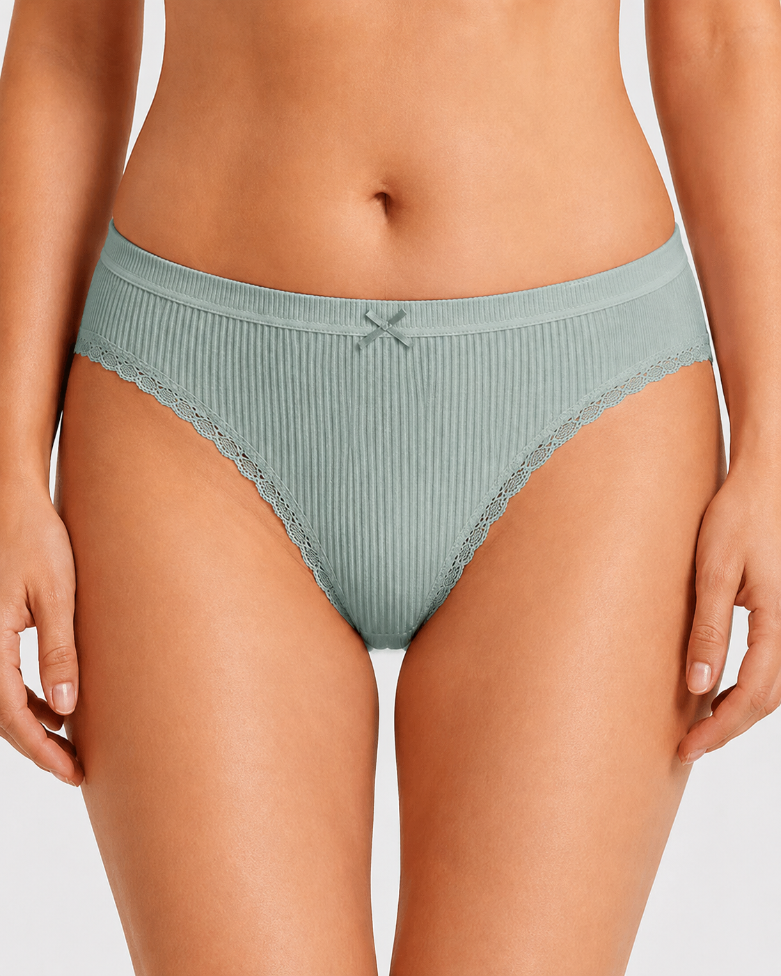 5-Pack Cotton Breathable Stretchy Bow Lace-trimmed Briefs