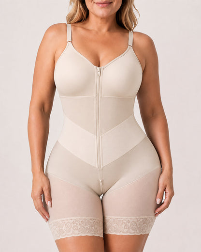 Women Tummy Control V-shaped Elastic Band with Zipper Closure Shapewear