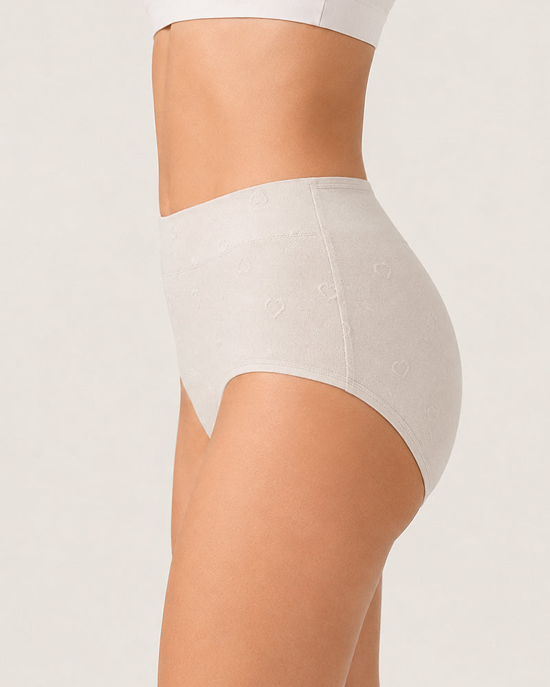 5-Pack Seamless Cotton Tummy Control Heart Jacquard Antibacterial Briefs