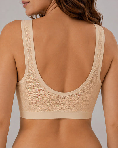 Three-Pack Front-Close Jacquard Full Cup Wire-Free Seamless Bra