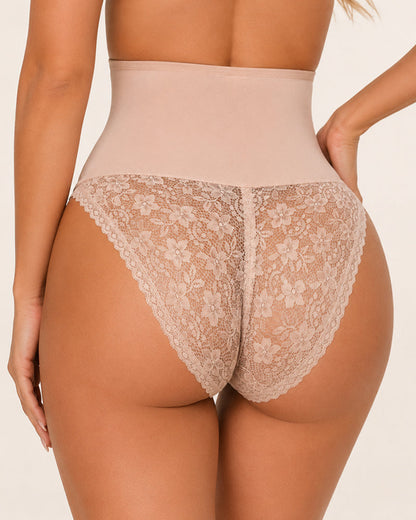 Front Closure Hook-eye Tummy Control Lace Shaping Panties